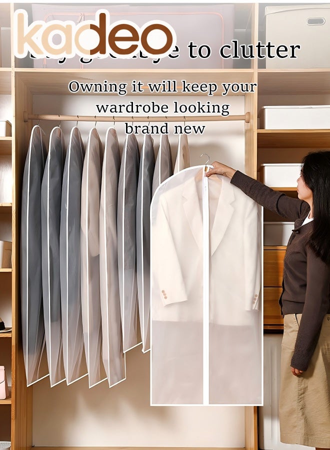 kadeo 5PCS Translucent Garment Bags, Dust-Resistant Clothes Cover Bags with Zipper, Waterproof Clothes Hanging Bags, Closet Storage Organizer, for Long Dresses Skirt Coat Suit Shirt Jacket Robe - Image 5